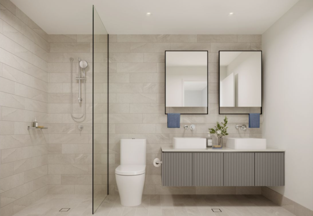 Brickworks Park render of a modern, stylish bathroom.